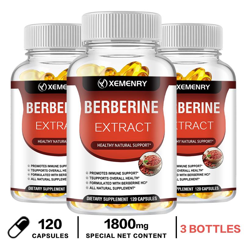 Xemenry Berberine HCl 1800mg, 120 Veggie Capsules — Berberis aristata Extract for Metabolic & Overall Wellness