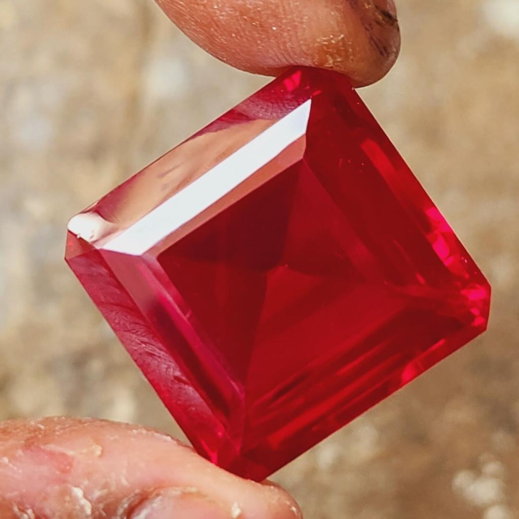77 Cts Natural CERTIFIED Ruby Emerald Shape 24mm Red Rare Loose Gemstone