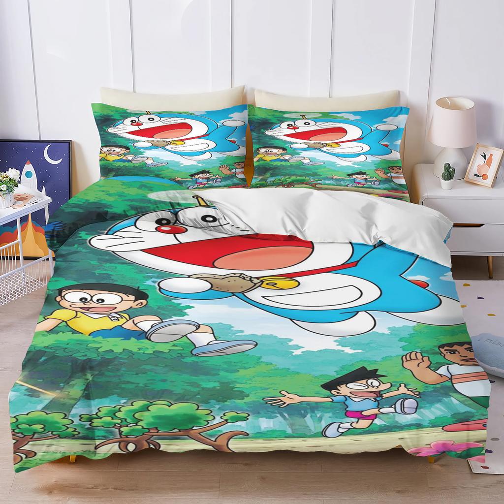 Blue Robot Cartoon Duvet Cover Home Pillowcase Set Adult Bedroom Children Comforter Bedding