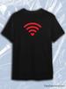 TeeSensation Black Crew Neck Short Sleeve T-Shirt with Red Wifi Signal Heart Symbol Print