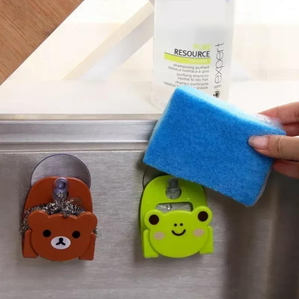 1 Pcs Cartoon Bath Sponge Storage Rack Cloth Storage Rack Multi-purpose Sink Rack Bathroom Miscellaneous Rack Hook Kitchen Tools