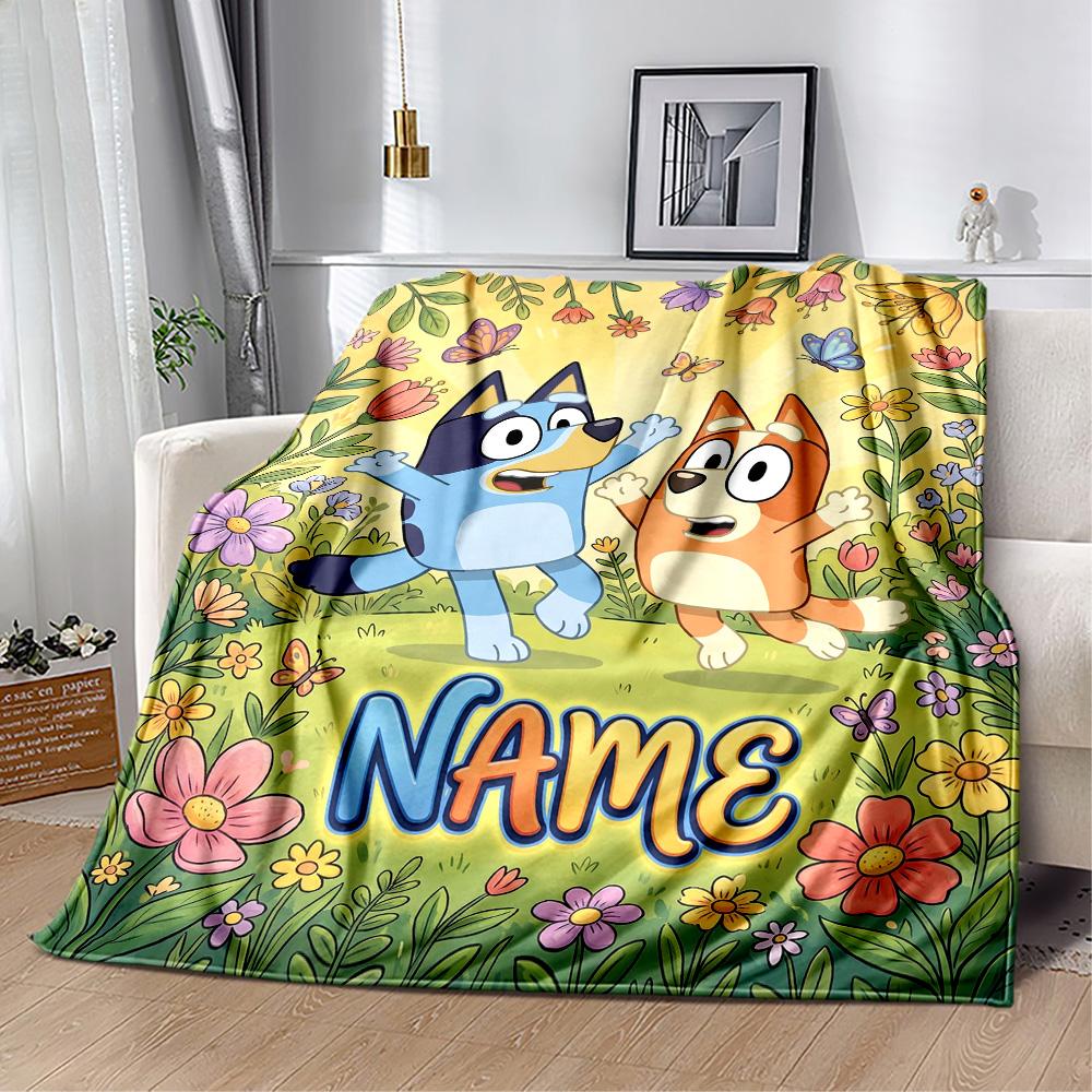 Bluey Bingo Adventure Customize Text Blanket Gift Personalized Blanket Comfortable Throw For Office Chair Office Picnics Sofa for All Occasions