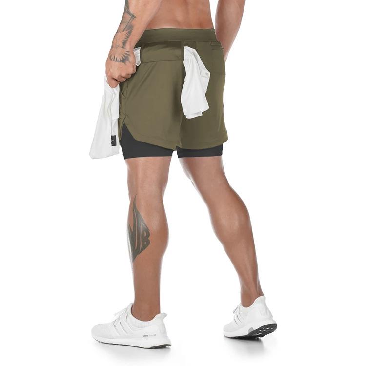 Men's Quick-Dry Double-Layer Breathable Sports Shorts for Squatting, Jogging, and Basketball