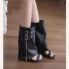 Retro Round Head Belt Buckle Inner Heightening Trouser Tube Cool Boots 2025 New Spice Girl Small Toe Thick-soled Boots