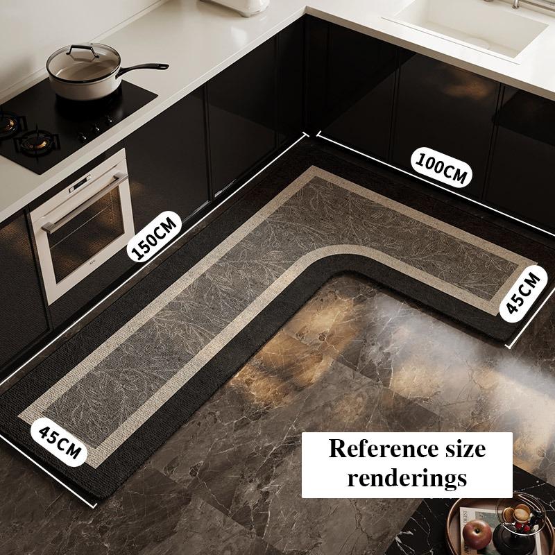 Кухонный коврик Водонепроницаемый Нескользящий Износостойкий Ковер L-образной формы Минималистичный Геометрические линии Коврики Домашний декор Коврик