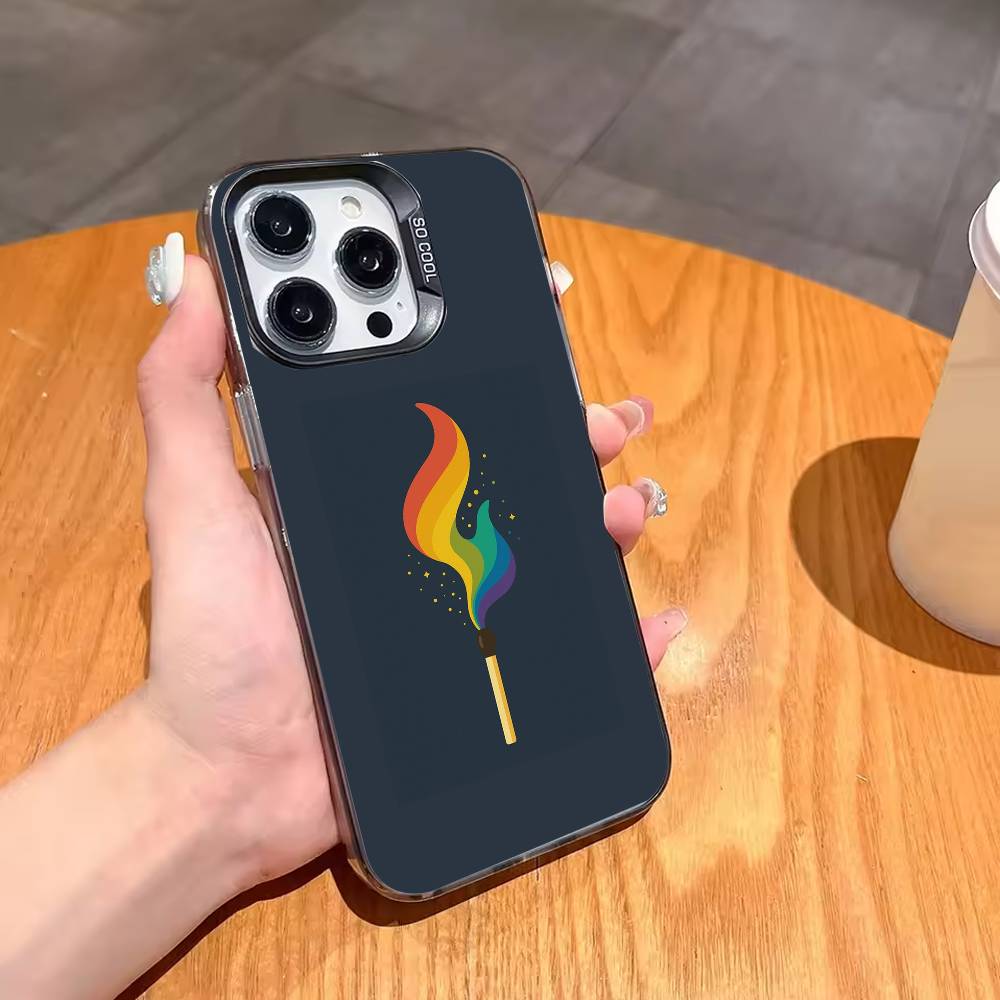 Love Is Love LGBT Rainbow Phone Case For iPhone17,16,15,14,13,12,11,Pro,MAX Gray Matte Silicone Black Cover