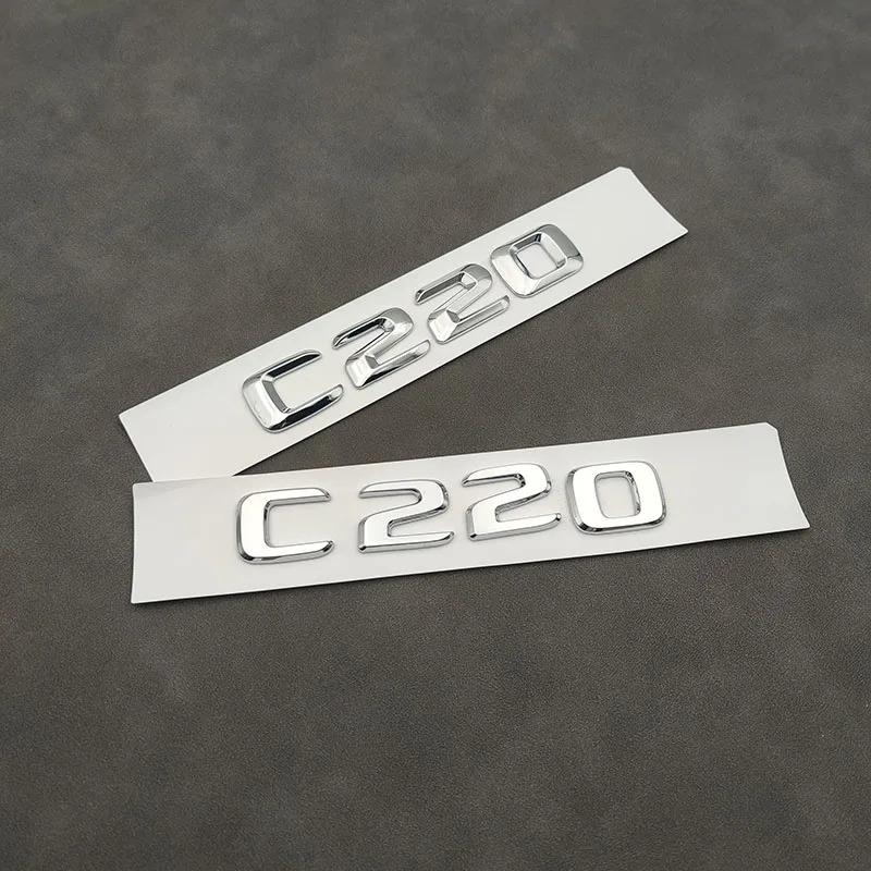3D ABS Chrome Black Logo C220 Emblem Letters Car Trunk Badge For Mercedes-Benz W204 W205 C 220 C220 Sticker Accessories QU1