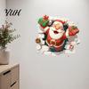 Seasonal Wall Art 3D Santa Claus Christmas Decals, Break Through Reindeer Party Supplies Window Stickers, Removable Winter Holiday Decorations