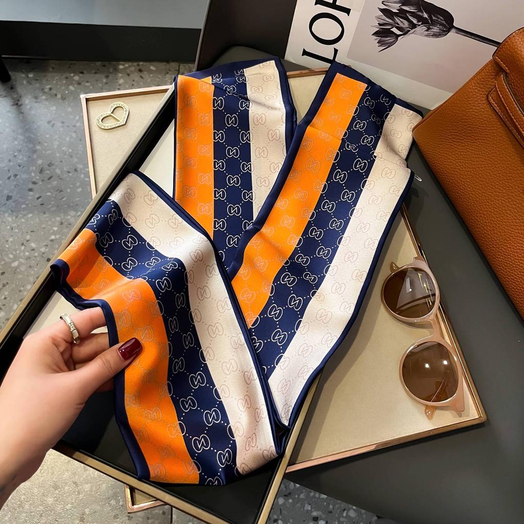 Simulation silk long silk scarf spring and autumn new fashion silk scarf light luxury temperament versatile small scarf casual style scarf women