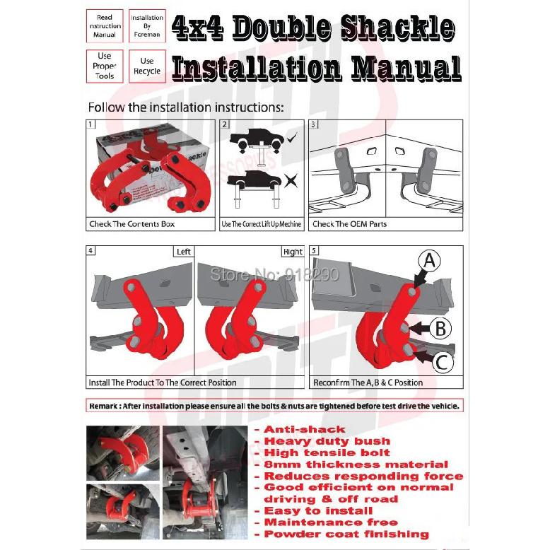 4x4 Pickup Rear Leaf Spring Double Comfort Shackles Lifting Kits for Ranger 2009-2011