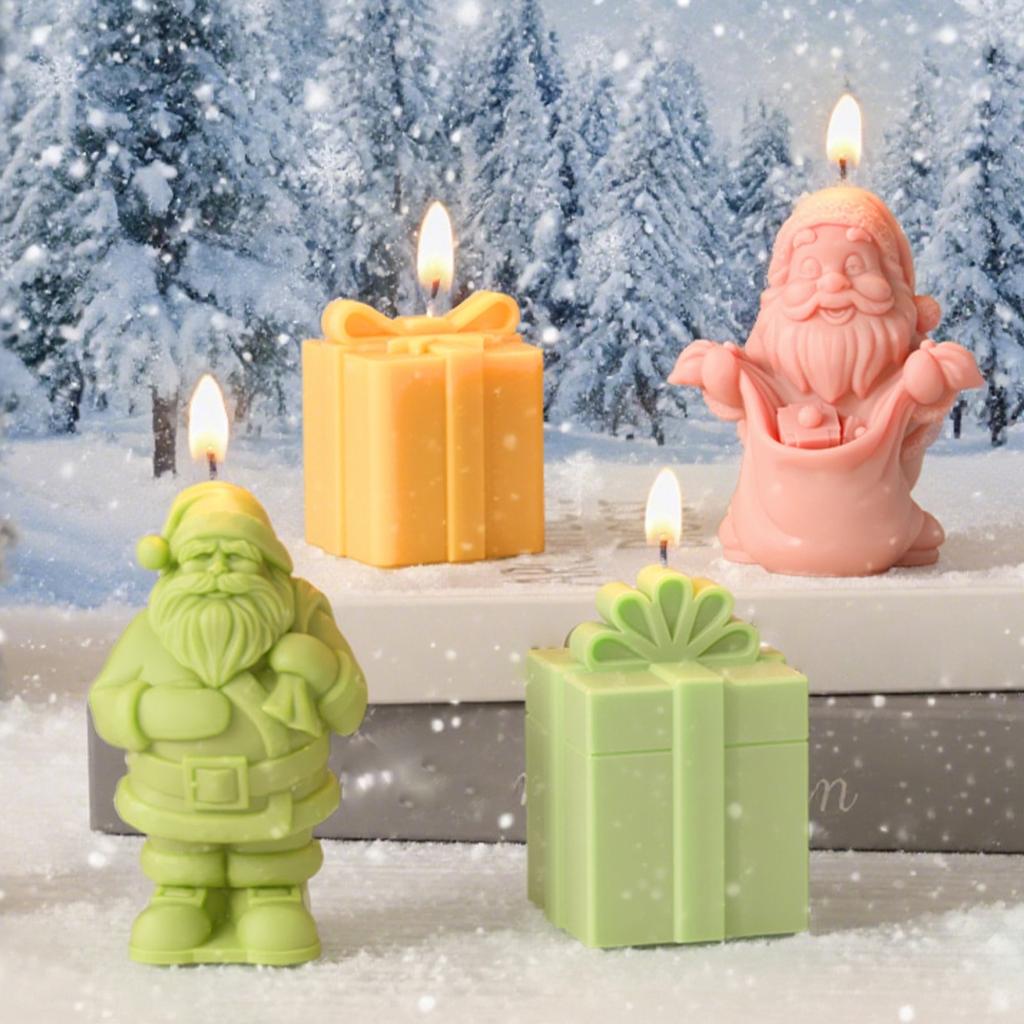 Santa Claus Candle Molds Handmade Castings Molds Christmas Silicone Moulds Epoxy Resin Molds Plasters Molds