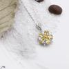 Buyee 925 Sterling Silver Flower Pendant Chain Pink Yellow Crystal Cherry Blossoms Pendant for Woman Fine Jewelry Chain