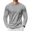 Мужская рубашка-henley с длинным рукавом Свободная футболка с карманом для весны и осени