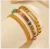 Waterproof Stainless Steel Bracelet, Gold Plated Layered Link Bangle for Women Handmade Wrist Jewely