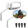 Motorcycle Mirror 10mm Left and Right Set Mirror Adjustable Universal Easy To Install Oval Silver KM3106 [Father's Day] Off-Road 360°