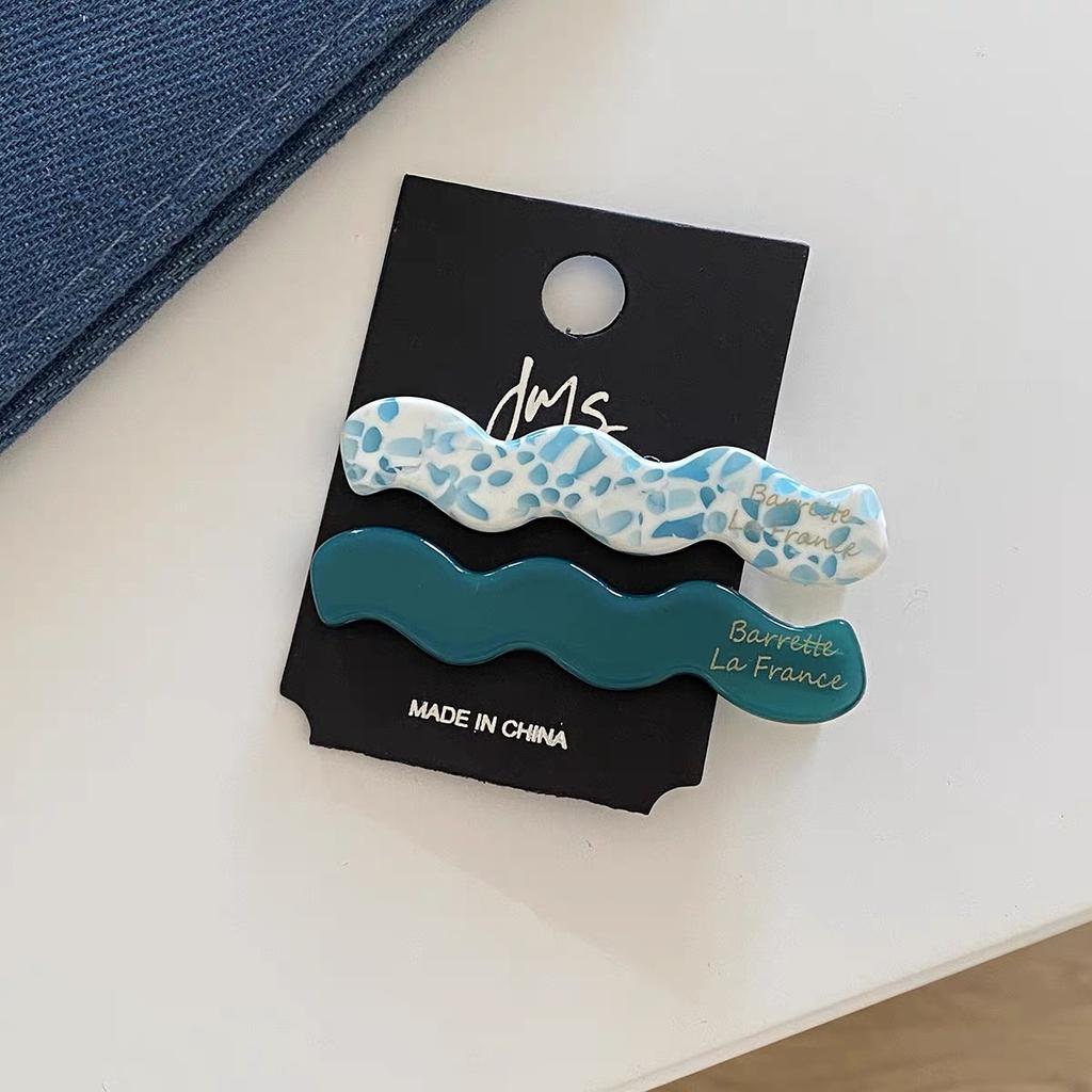 2pcs/set Acetate Hair Clips Wave Geometric Hairpin Colorful Printings Barrettes Elegant Sweet Cute Women Hair Accessories