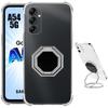 Case for Samsung Galaxy A54 5G Transparent Silicone with Silver Adjustable Ring Holder
