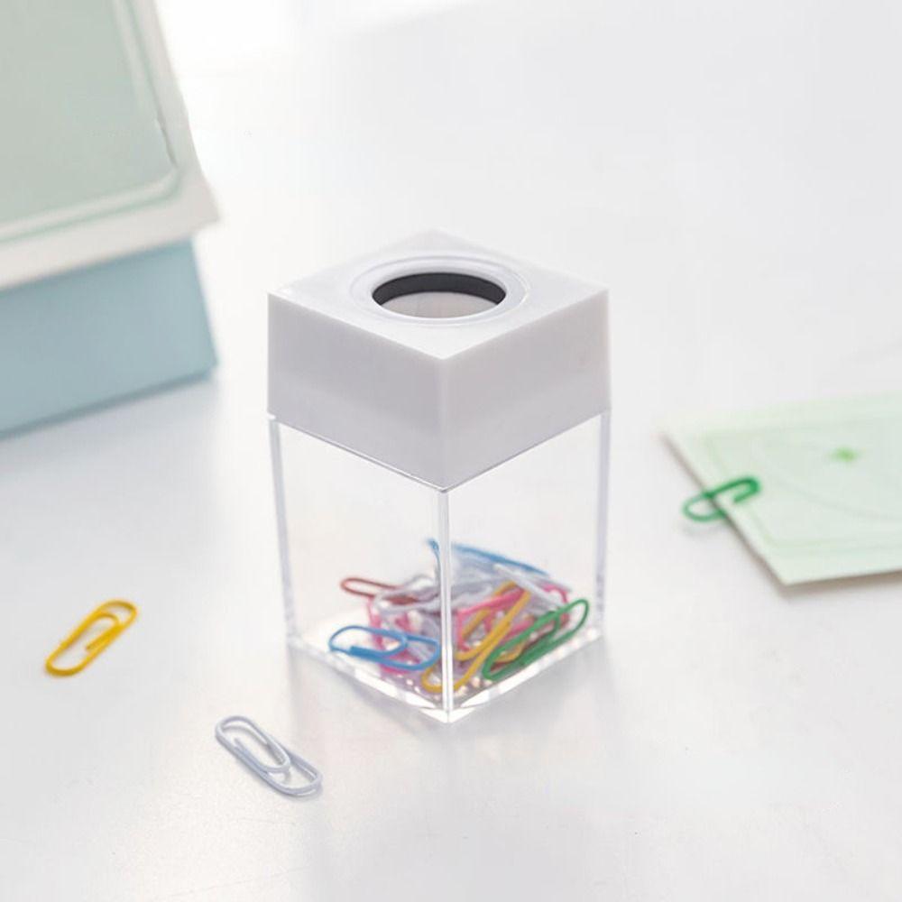 Student Stationery Macaron Magnetic Absorption Box Clips Dispenser Paperclip Holder Desk Storage