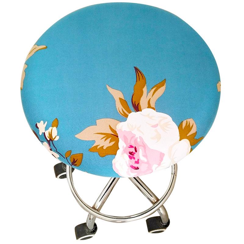 Home Stool Round Chair Cover Floral Slipcover Spandex Seat Cover Elastic Chair Bar Multicolor KTY