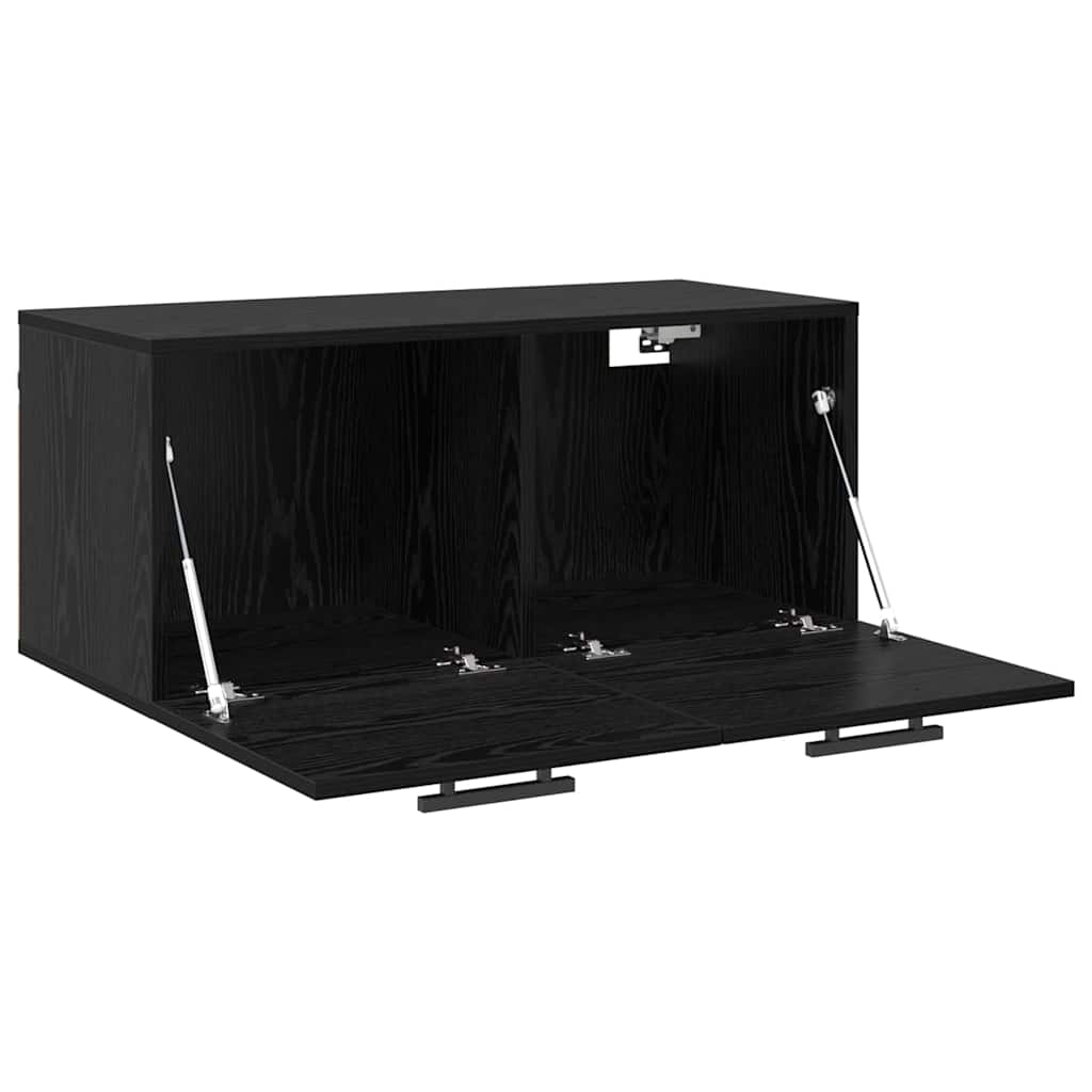 Wall Mounted Wall Cabinet Black Oak Effect 80 x 36.5 x 35 cm