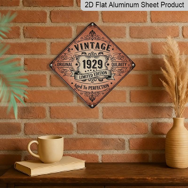 2D Flat, 1pc Suitable for Home & Shop Wall-Mounted Retro Sign - Vintage 1929 Limited Edition Ornate Industrial Plaque, Metal Decor for Diner, Cafe