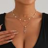 INS pearl chain vintage flash diamond coconut tree snake pendant element collarbone chain necklace