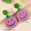 Fancy Acrylic Halloween Skull Pumpkin Stud Earrings for Women Female Gothic Big Dangle Jewelry Party Pierced Ghost Ear Drop Gift