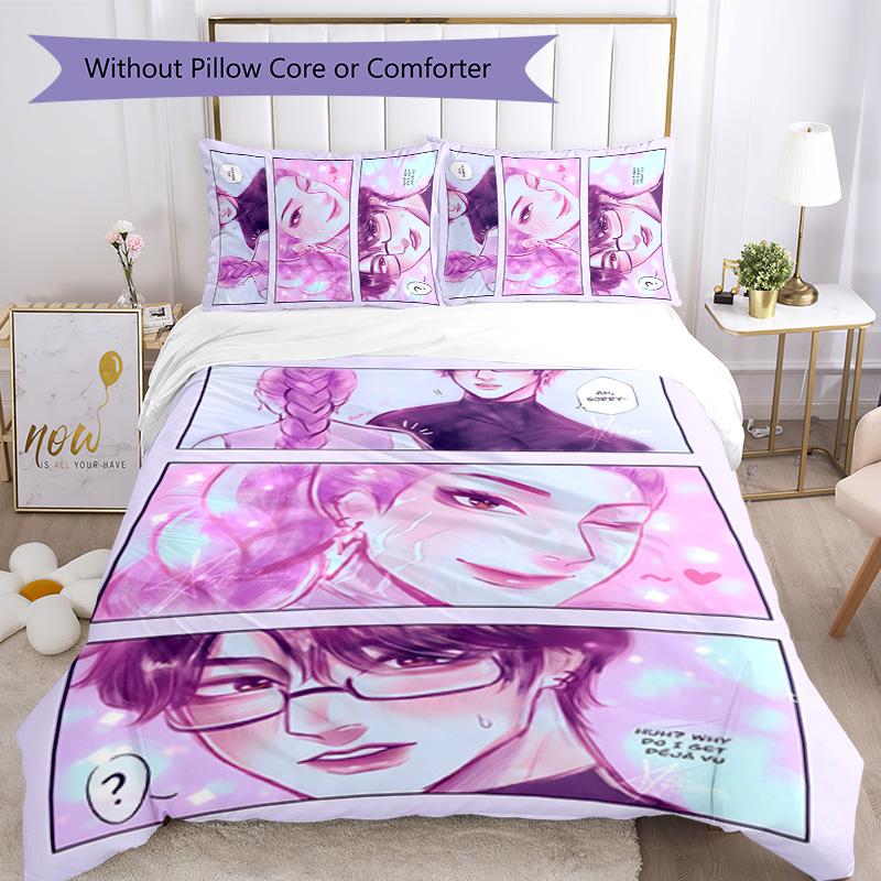 KPOP Hunter 3pcs Bedding Set Duvet Cover Closure Includes 1 Duvet Cover & 2 Pillowcases for All Seasons Bedroom Home Dorm Decor
