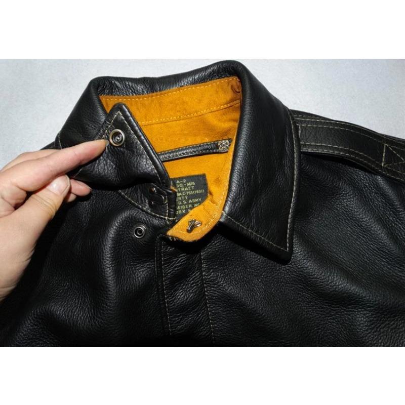 Мужская куртка из натуральной кожи китайского размера, военная куртка летчика, куртка ВВС A2, черная, коричневая, 100% телячья кожа, одежда из коровьей кожи
