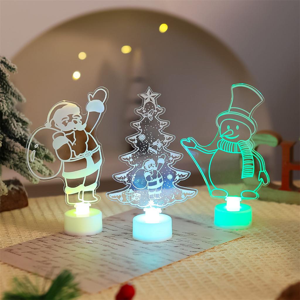 Glowing LED Christmas Acrylic Decoration With Changing Light Battery Powered Desktop LED Lamp for Christmas Centerpieces