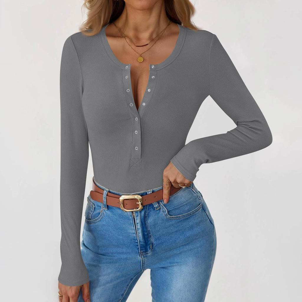 Женская и зимняя футболка с тонким низом, модная повседневная однотонная футболка с U-образным вырезом, длинный рукав