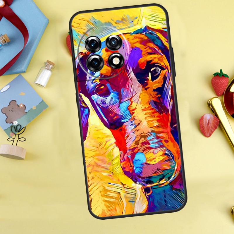 Cartoon Doberman Dog Case For OnePlus 13R 12R 10R 15 13 12 11 10 9 13T 10T 8T Nord CE 5 2 3 4 Lite N20 N30 Cover
