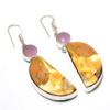 Polka Dot Agate Pink Chalcedony Gemstone 925 Silver Plated Earring 2.27"