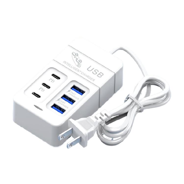 6-портовое зарядное устройство для телефона Type C USB Настольный настенный адаптер для зарядки 35 Вт Удлинительный кабель-розетка для мобильного телефона Док-станция