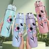 1PC Dandelion Flying Seed Watercolor Print 750ml Color Plastic Sports Water Bottle Leakproof Flip Straw Lid Suitable for Sports Office Home Use