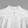 White Fashion Shirt Stand-up Collar Lantern Sleeve Pleated Design Loose Casual Commuting Blouses Elegant Office Lady 2025 Spring and Summer