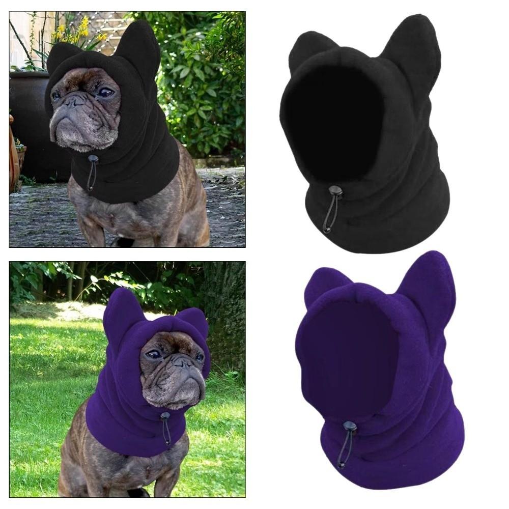 Solid Color Dog Fleece Hats Adjustable Soft Dog Headgear Breathable Comfortable Dog Ears Hoodie Caps for Puppy Dogs