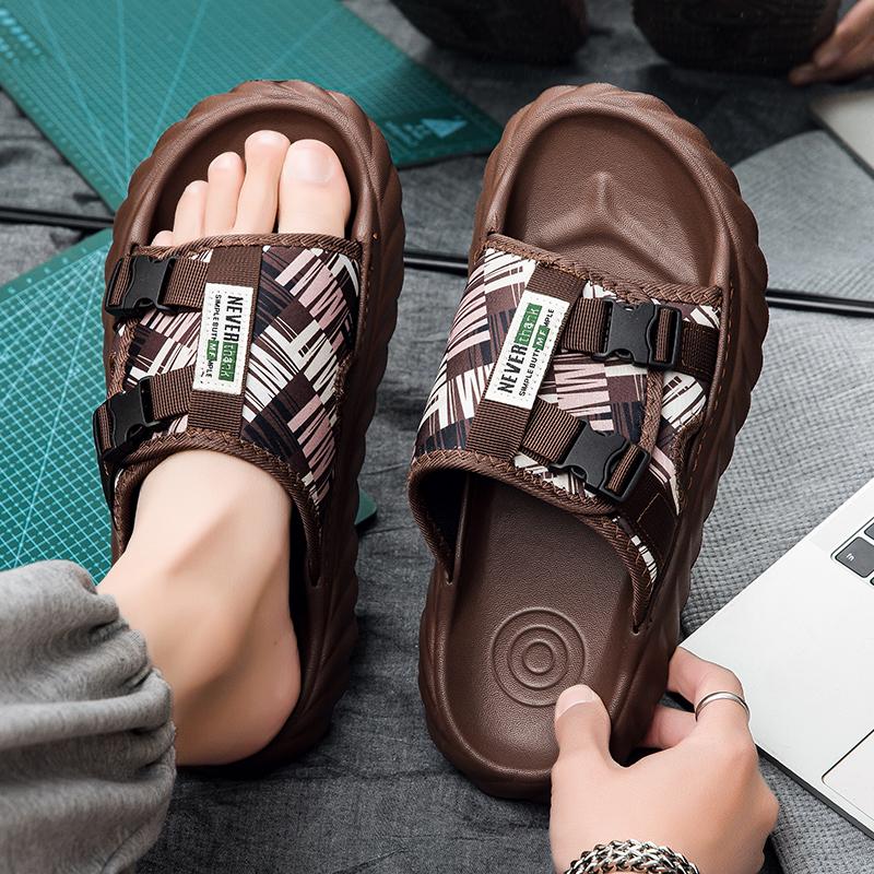 Модные мужские уличные повседневные тапочки летние с мягкой подошвой удобные противоскользящие пляжные туфли модные на толстой подошве дышащие сандалии шлепанцы для ходьбы