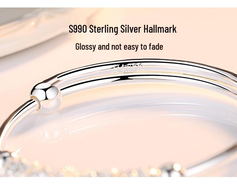 Zhenrong 925 Silver Women's Bracelet: Palace Bell, Japanese & Korean Style, Fashionable Sterling Silver Rotating Bead, Ethnic Style