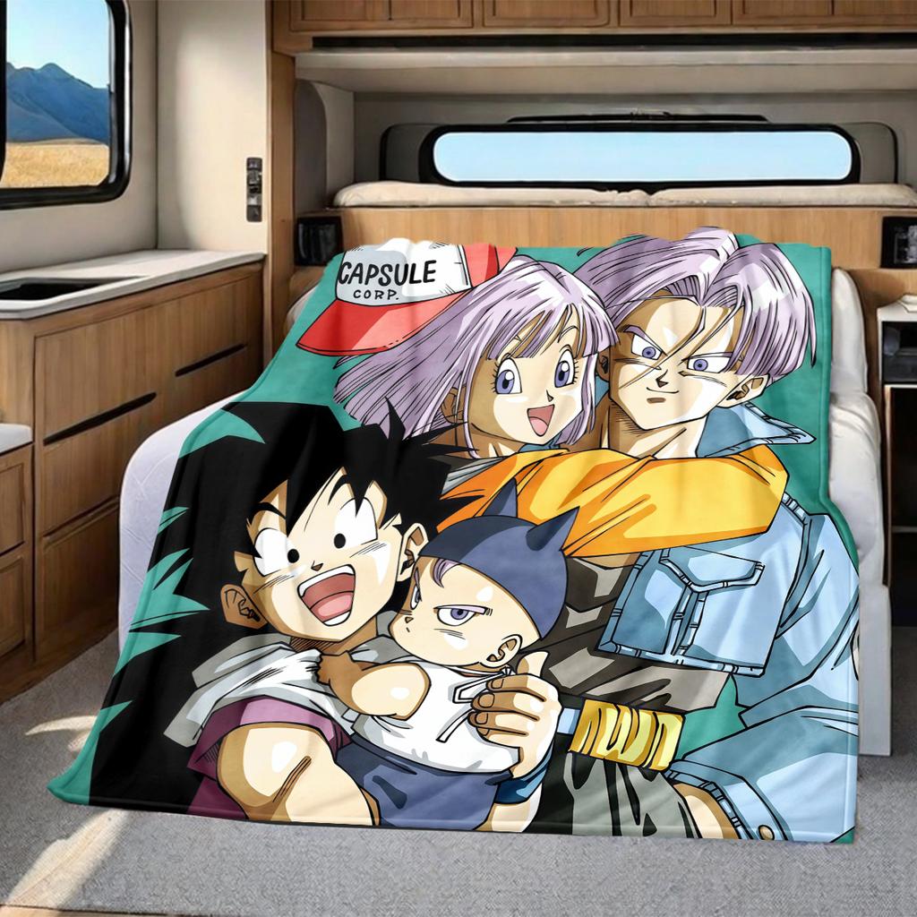 1 шт. Плед из фланели с принтом DRAGON BALL, Высокое качество, Для всех сезонов, Декор для дома, Тепло и Уют, Идеально для Рождественских подарков