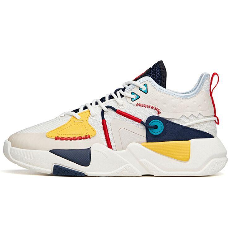 Anta Casual Slip-Resistant Durable Mid-Top Sneakers Women Sneakers Yellow Blue 122138084-3