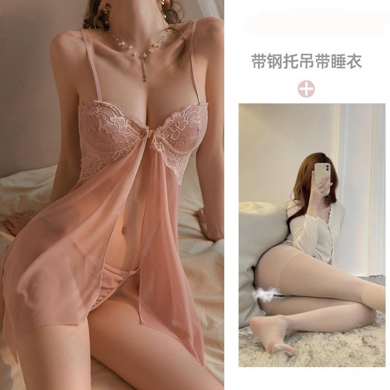 Sex underwear sexy passion temptation transparent mesh perspective teasing suspender nightdress women's underwear