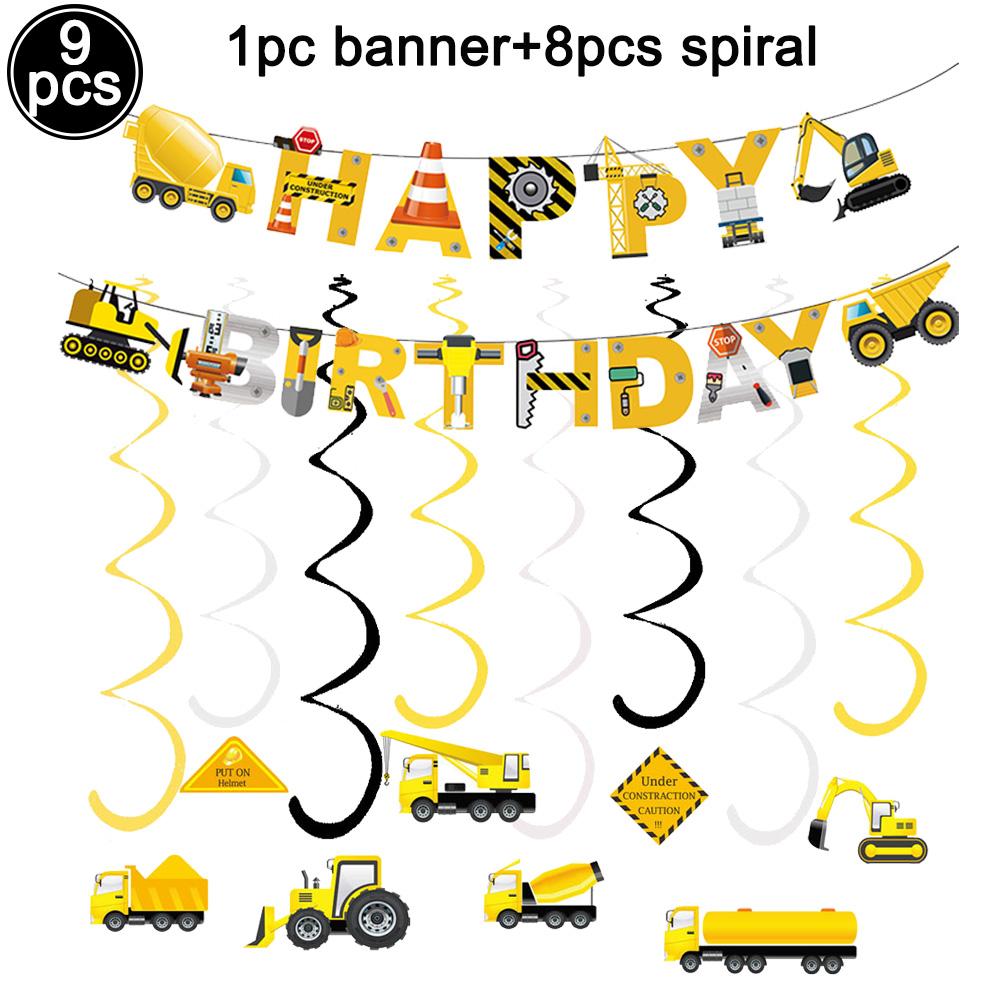 Excavator Vehicle Gold Black Digital Balloon Set For Boys Dump Truck Engineering Kids Construction Theme Birthday Party Supplies
