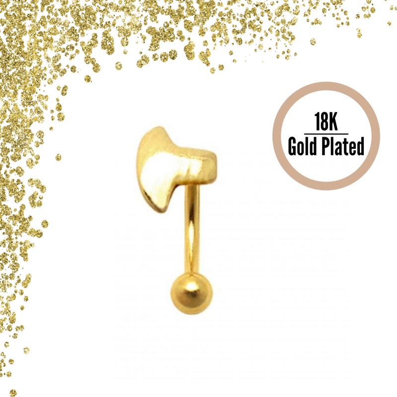 KODY PIERCING Пирсинг брови топором из 18-каратного золота с шариком - качественный пирсинг