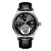 Часы HAOFA Tourbillon Mechanical Day and Night GMT с ремешком из натуральной кожи, стильные водонепроницаемые роскошные часы, популярный подарок для мужчин, мужские
