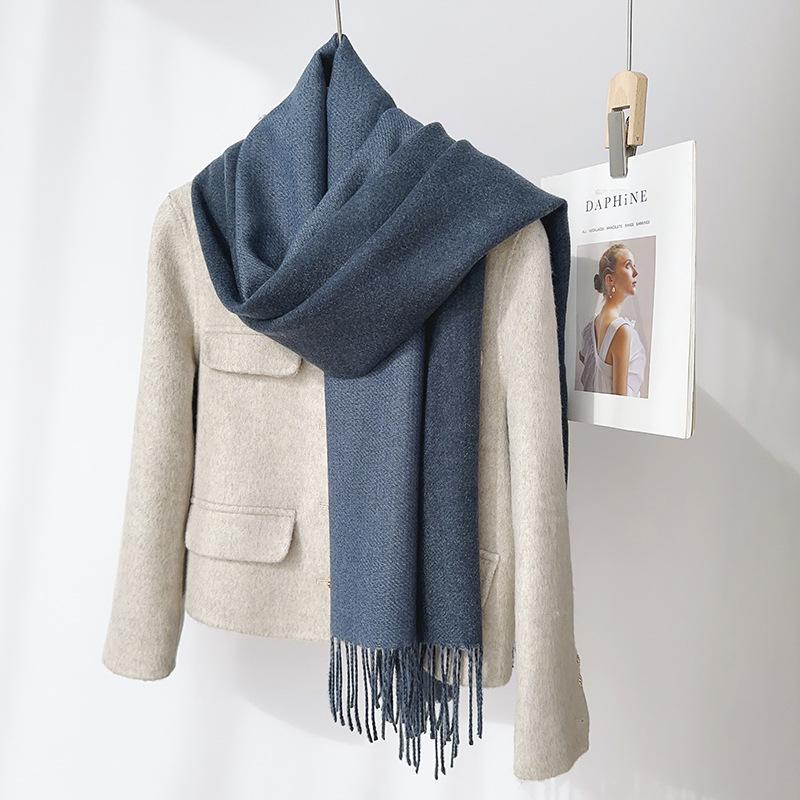 35 цветов 2024 осень и зима новый двухсторонний однотонный искусственный кашемировый кисточный платок утолщенный теплый шарф для мужчин и женщин