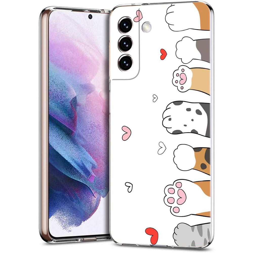 Прозрачный чехол-бампер для Samsung Galaxy S25 S24 S23 S22 S20 S21 FE Ultra S24 S23 S10 S10E Plus Милый мультяшный узор с кошкой