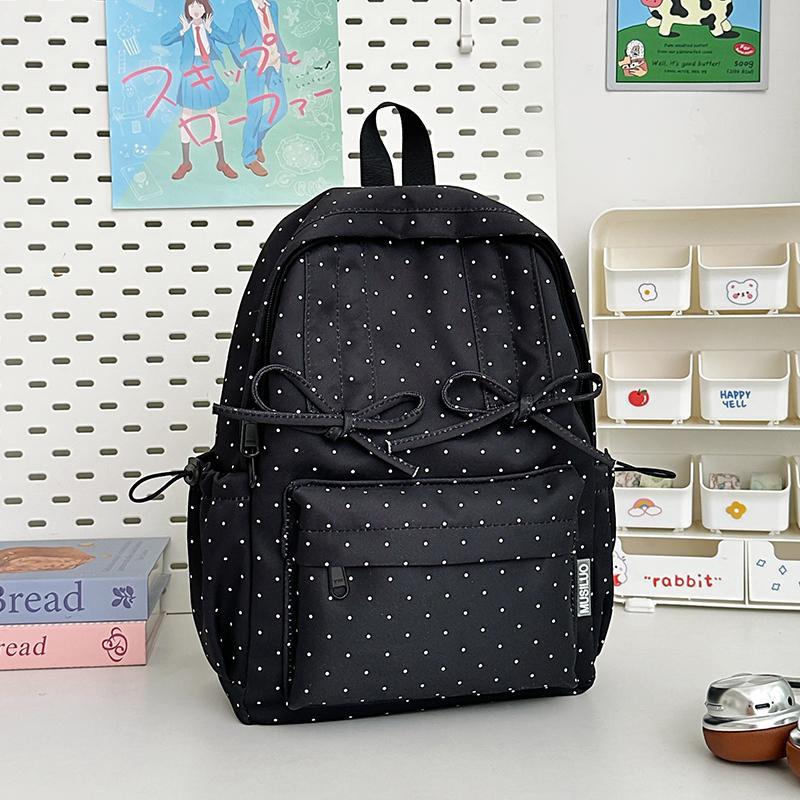 Рюкзак с принтом в горошек поло Женский рюкзак большой вместимости Студенческий школьный рюкзак