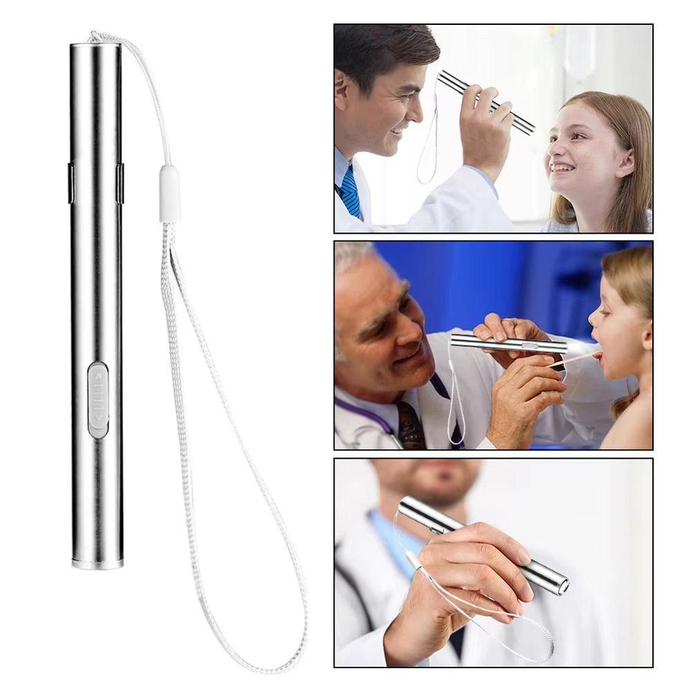 Stainless Steel Nurse Pocket Flashlight Portable Nursing Penlight Professional LED Mini Torch Home
