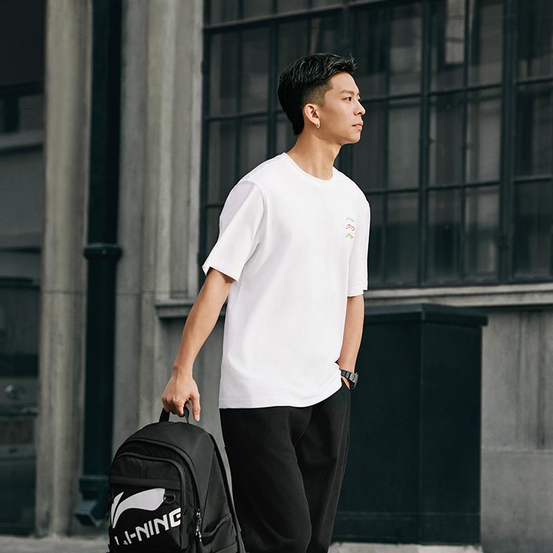 Мужская футболка Li Ning с травяным чаем, стандартная, белая, AHSU709-4